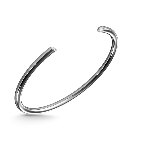 Öppen armring | Vita flytande diamanter