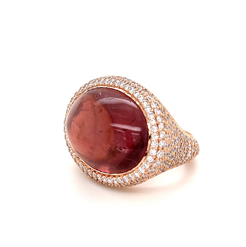 Pinky Ring Pavé  | Red Tourmaline