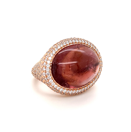 Pinky Ring Pavé  | Red Tourmaline